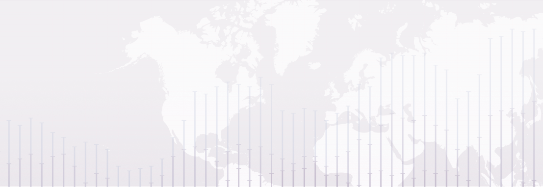 Grayscale world map with a range of lines across it